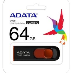 ADATA USB 2.0 RETRACTABLE 64GB BLK/RED